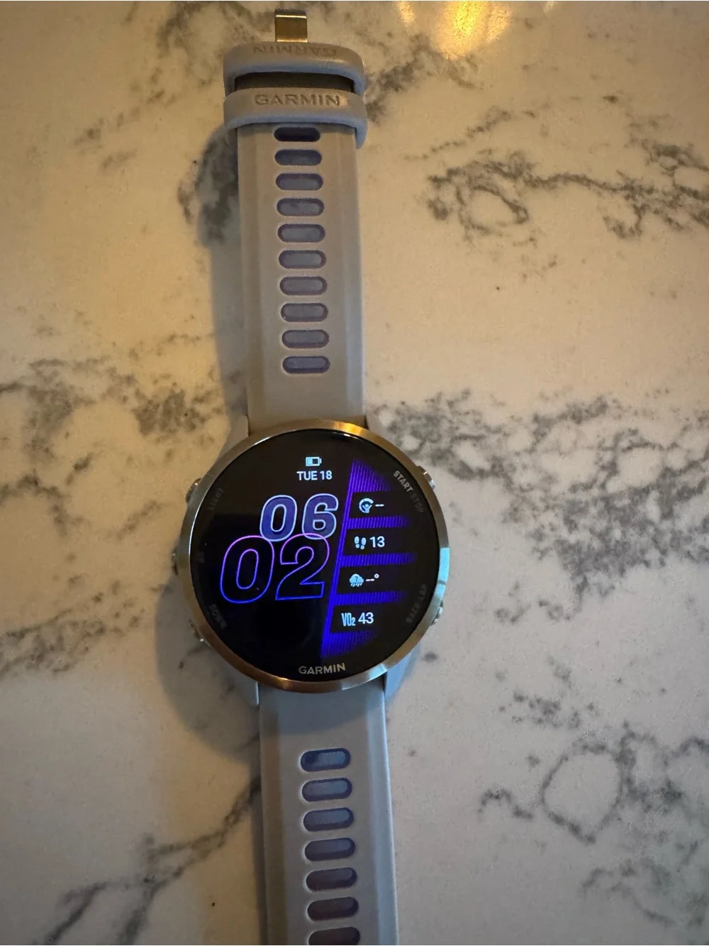 garmin Forerunner 970 Smartwatch - Soft Gold Titanium with French Gray Case